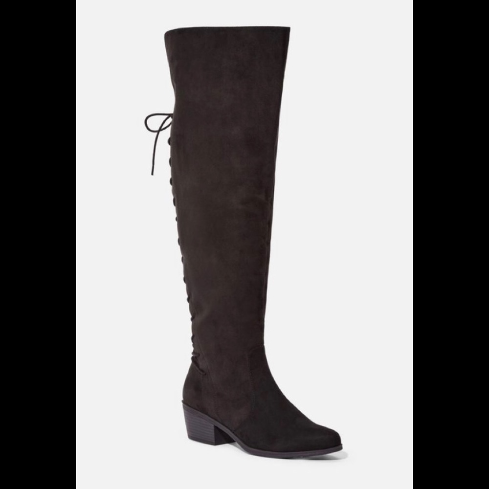 Wide calf back lace up boots